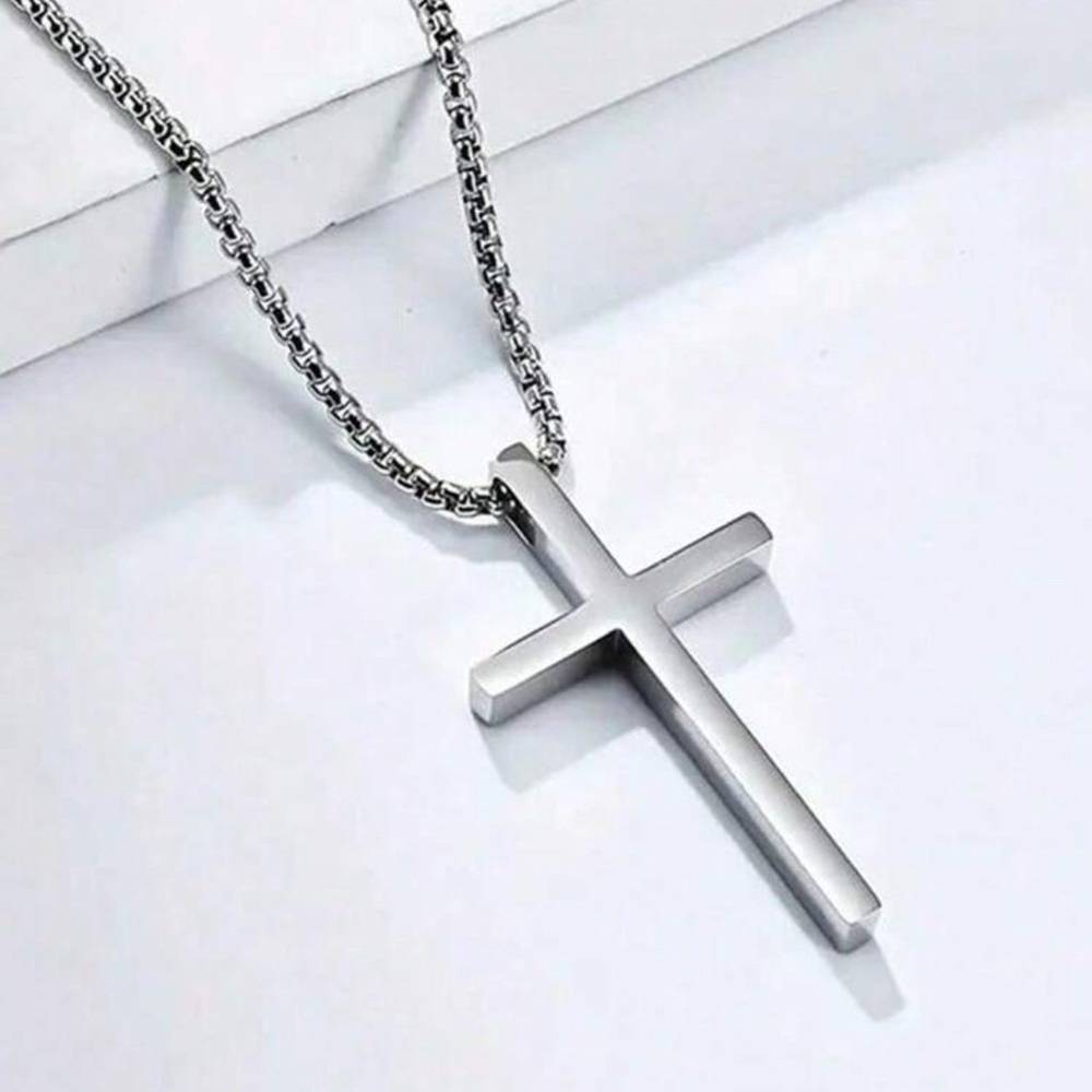 Fashionable Street Style Cross Pendant Stainless Steel Necklace